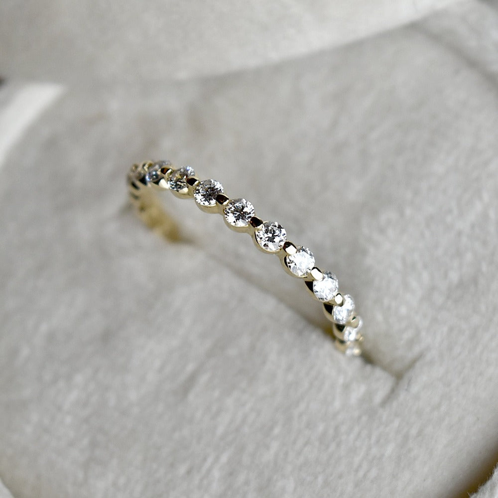 14k Yellow Gold Floating Diamond Partial Eternity Band - Magpie Jewellery