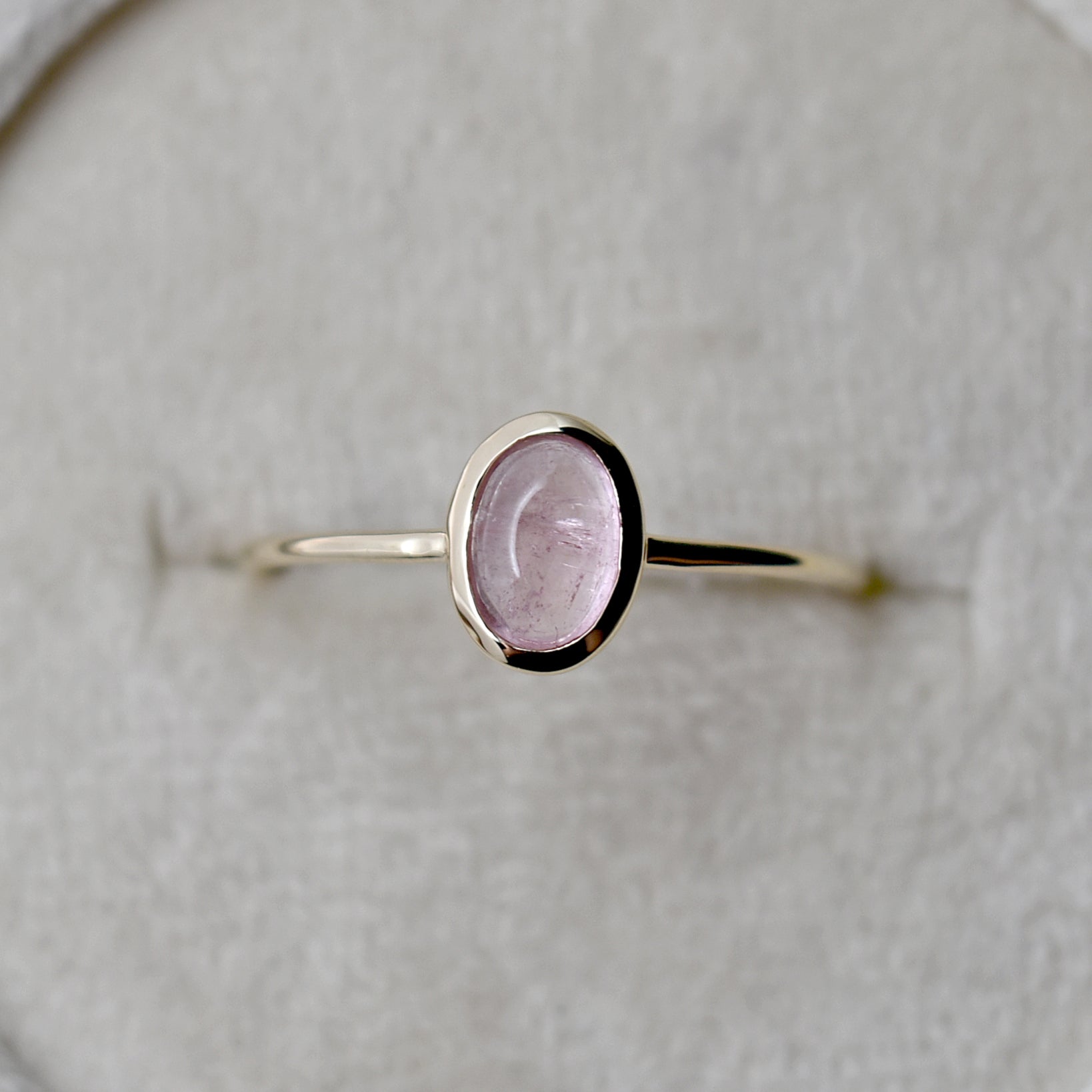 14K Bezel-Set Oval Pink Tourmaline Ring - Magpie Jewellery