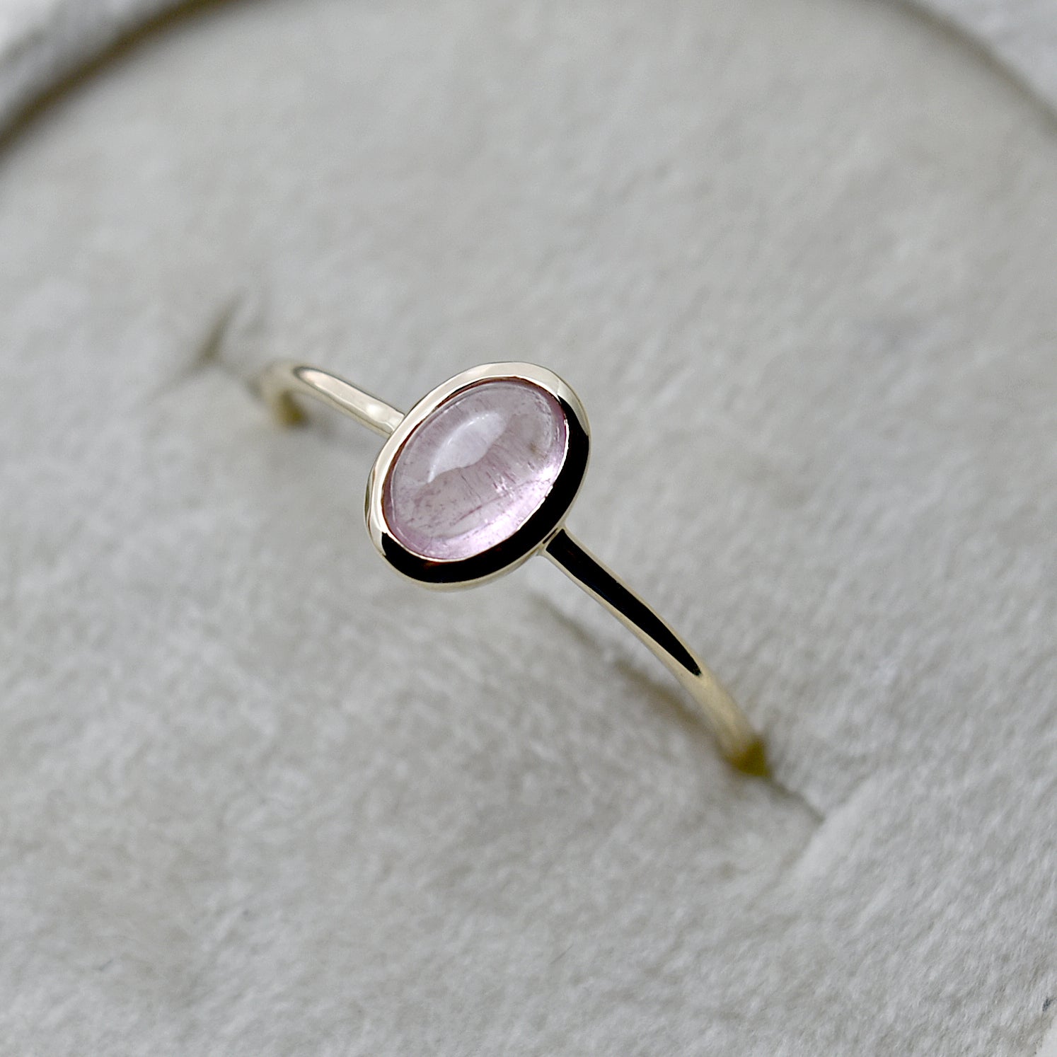 14K Bezel-Set Oval Pink Tourmaline Ring - Magpie Jewellery
