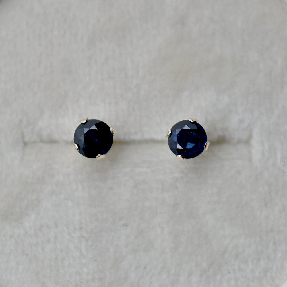 14k Claw-Set Dark Blue Sapphire Studs - Magpie Jewellery