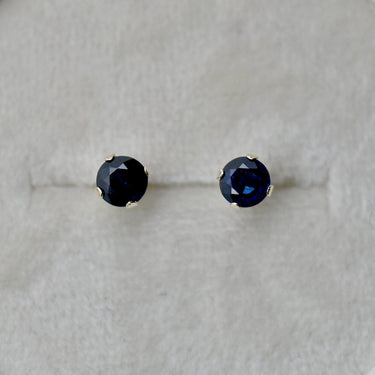 14k Claw-Set Dark Blue Sapphire Studs - Magpie Jewellery