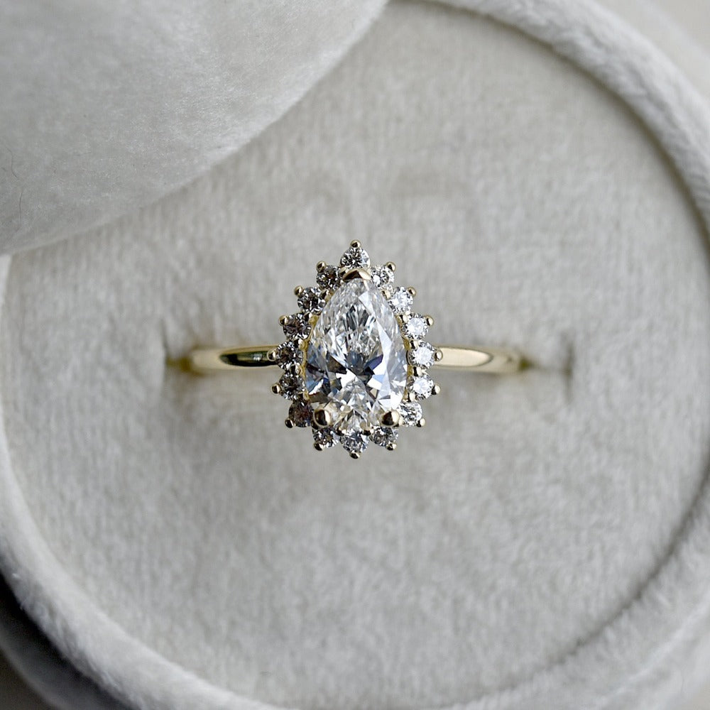 1.05ct Pear-Shaped Diamond Halo Engagement Ring - Magpie Jewellery