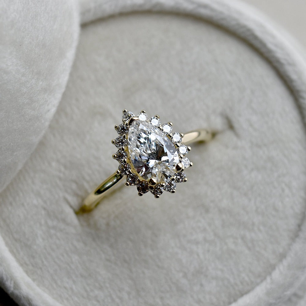 1.05ct Pear-Shaped Diamond Halo Engagement Ring - Magpie Jewellery