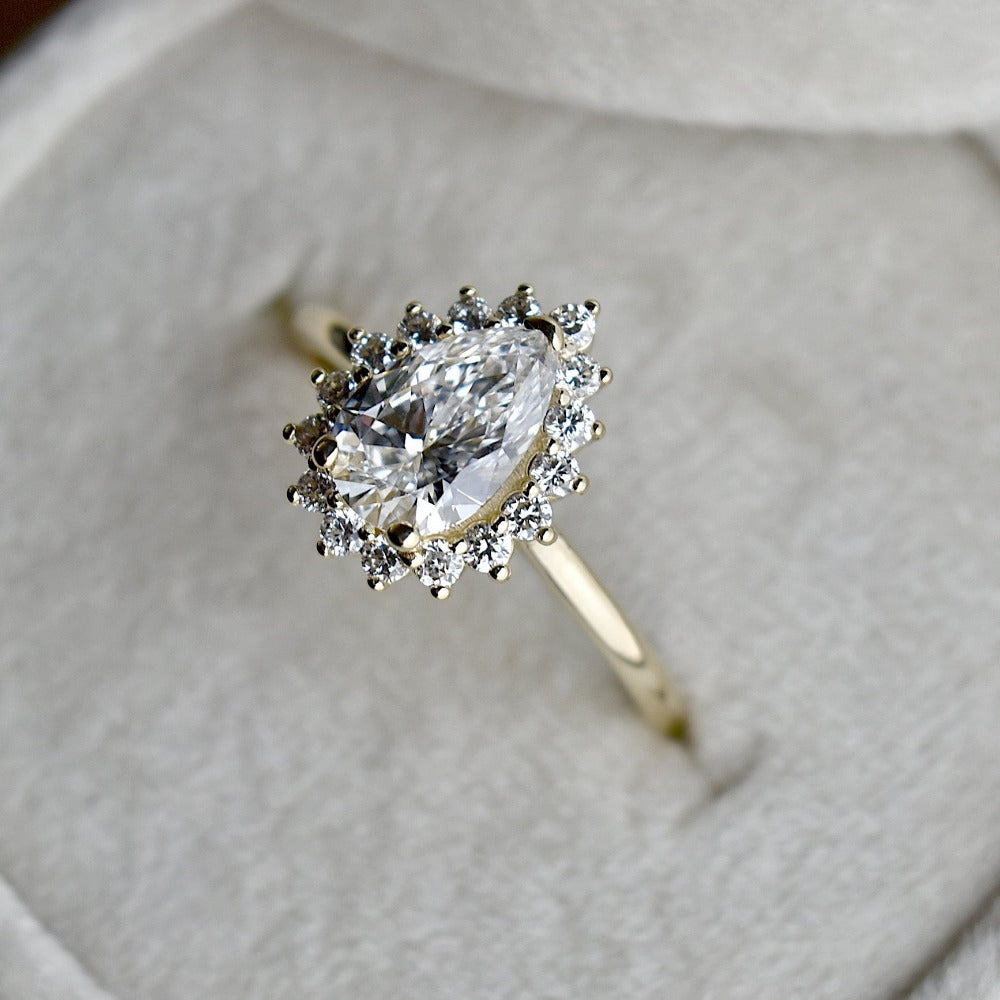 1.05ct Pear-Shaped Diamond Halo Engagement Ring - Magpie Jewellery