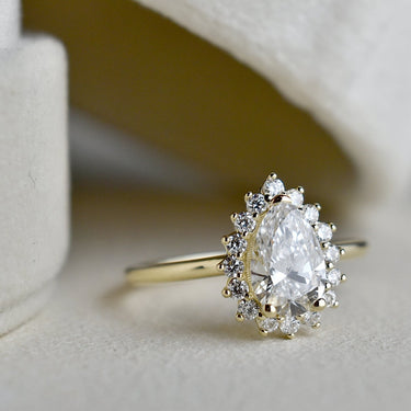 1.05ct Pear-Shaped Diamond Halo Engagement Ring - Magpie Jewellery