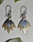 Brass Lotus Flower Double Drop Earrings - Magpie Jewellery