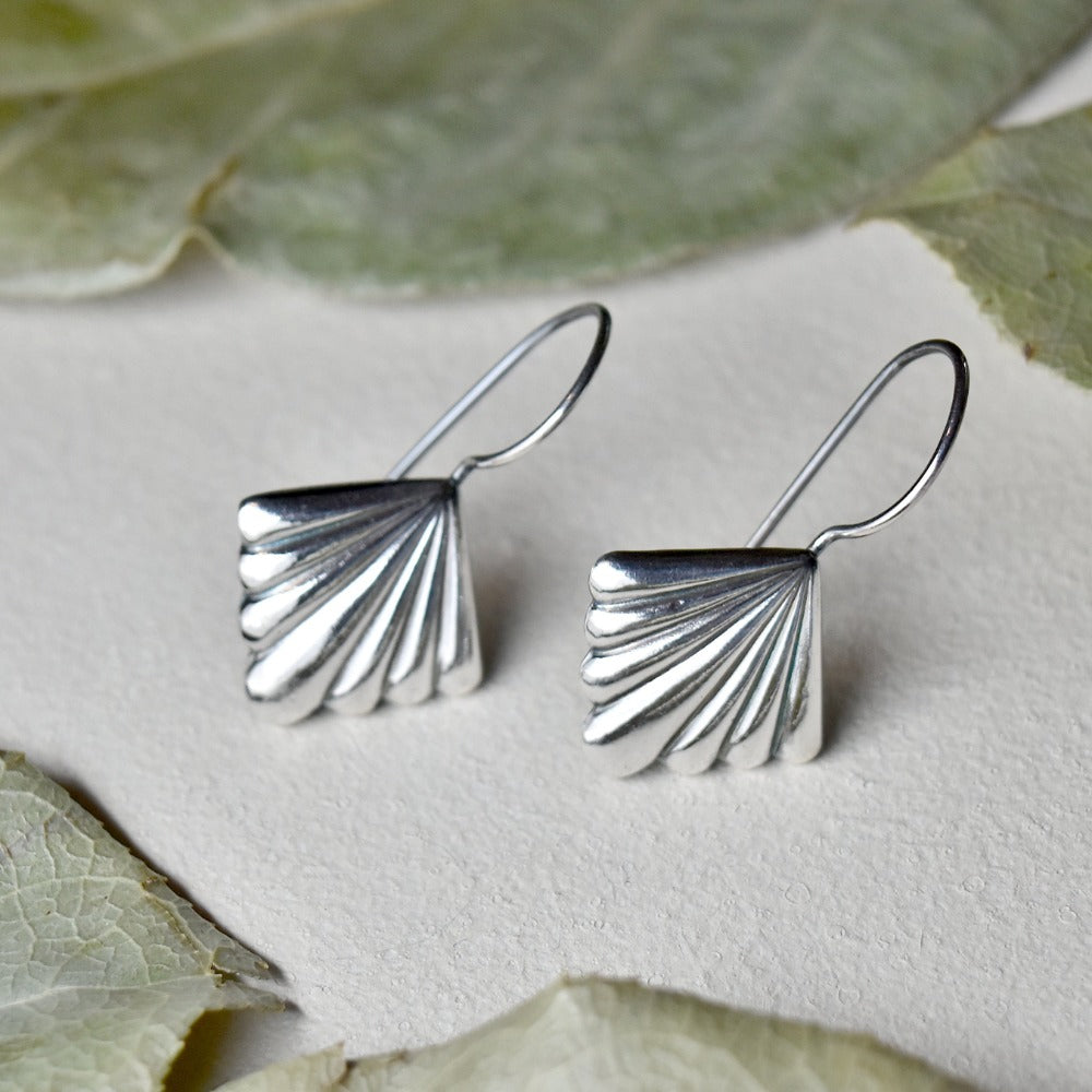 'Radiating Lines' Die Struck Silver Earrings - Magpie Jewellery