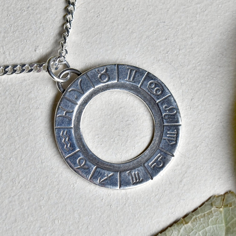 'Zodiac Cycle' Die Struck Silver Necklace - Magpie Jewellery
