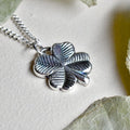 '4 Leaf Clover' Die Struck Silver Necklace - Magpie Jewellery