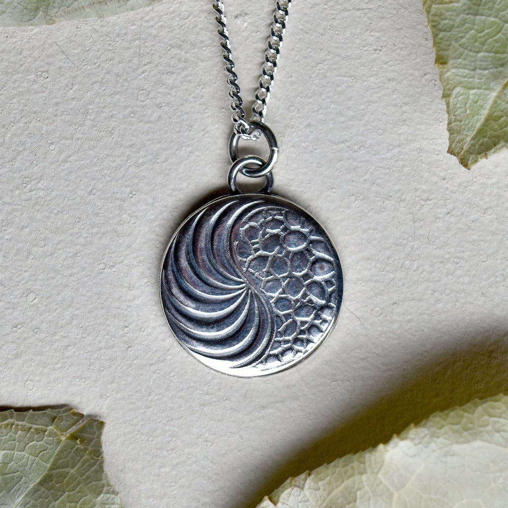 'Yin-Yang' Die Struck Silver Necklace - Magpie Jewellery