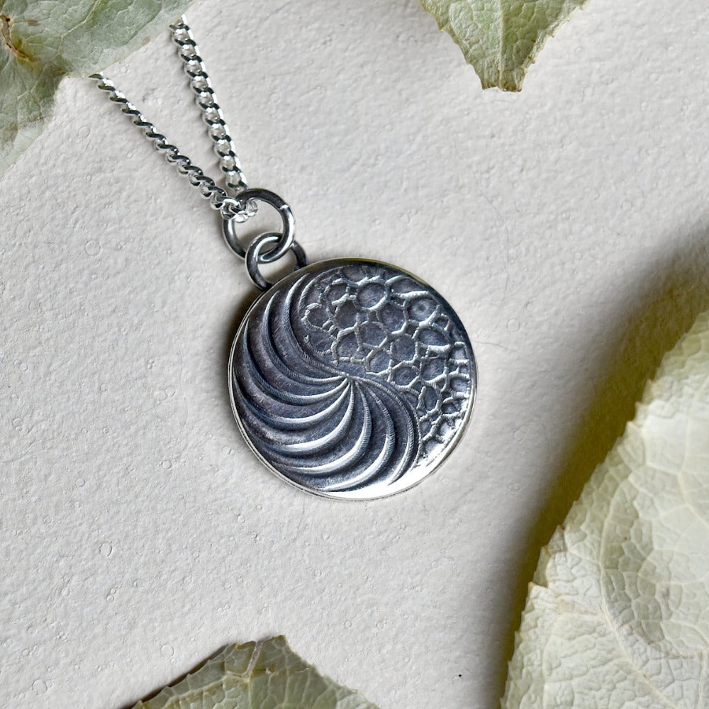 &#39;Yin-Yang&#39; Die Struck Silver Necklace - Magpie Jewellery