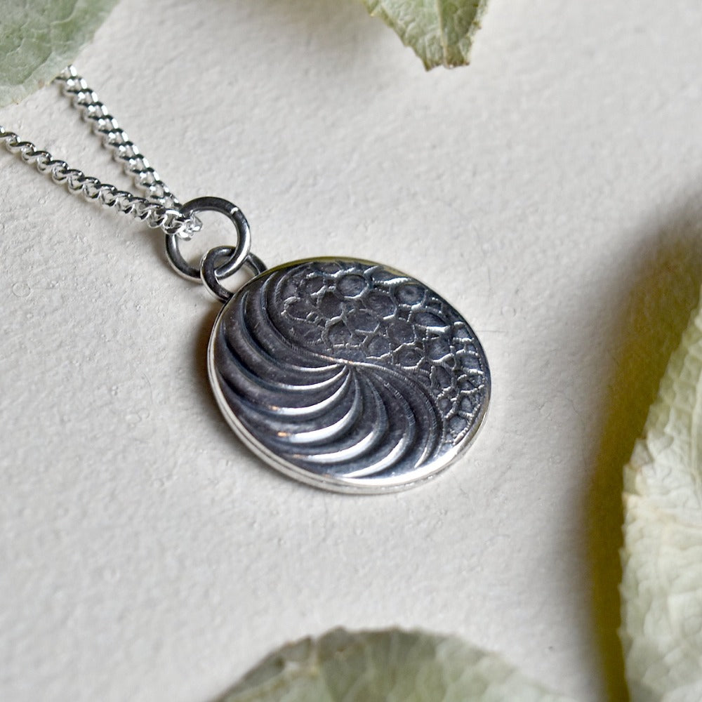 &#39;Yin-Yang&#39; Die Struck Silver Necklace - Magpie Jewellery