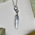 'Tiny Feather' Die Struck Silver Necklace - Magpie Jewellery