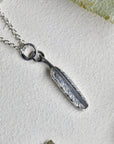 'Tiny Feather' Die Struck Silver Necklace - Magpie Jewellery