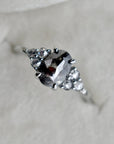 19kw Oval Salt & Pepper Diamond Ring with Clustered Accents - Magpie Jewellery