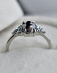 19kw Oval Salt & Pepper Diamond Ring with Clustered Accents - Magpie Jewellery