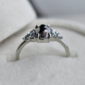 19kw Oval Salt & Pepper Diamond Ring with Clustered Accents - Magpie Jewellery