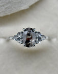 19kw Oval Salt & Pepper Diamond Ring with Clustered Accents - Magpie Jewellery