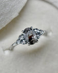 19kw Oval Salt & Pepper Diamond Ring with Clustered Accents - Magpie Jewellery