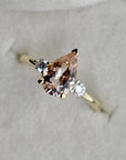 Pear-Shaped Morganite Engagement Ring with Diamond Accents - Magpie Jewellery