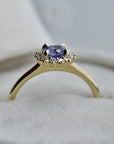 14k Yellow Gold Purple Sapphire Halo Engagement Ring - Magpie Jewellery