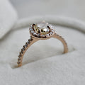 1.02ct Champagne Diamond Halo Engagement Ring with Shoulder Diamonds - Magpie Jewellery