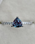 14k White Gold Trillion Cut Synthetic Alexandrite Engagement Ring - Magpie Jewellery