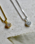 Simple Milgrain CZ Solitaire Necklace - Magpie Jewellery