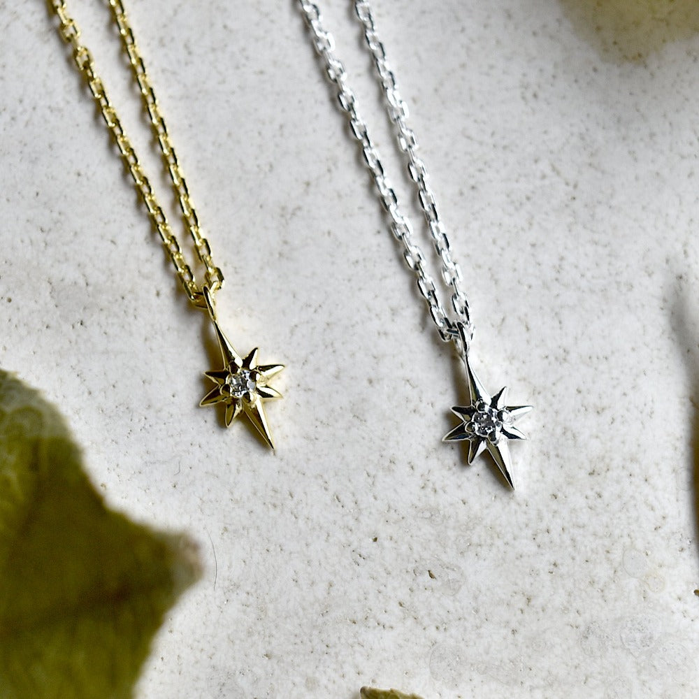 Tiny North Star Necklace with CZ - Magpie Jewellery