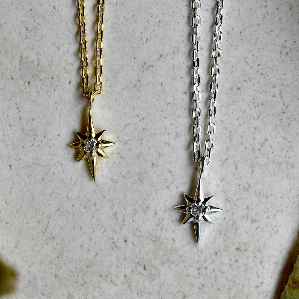 Tiny North Star Necklace with CZ - Magpie Jewellery