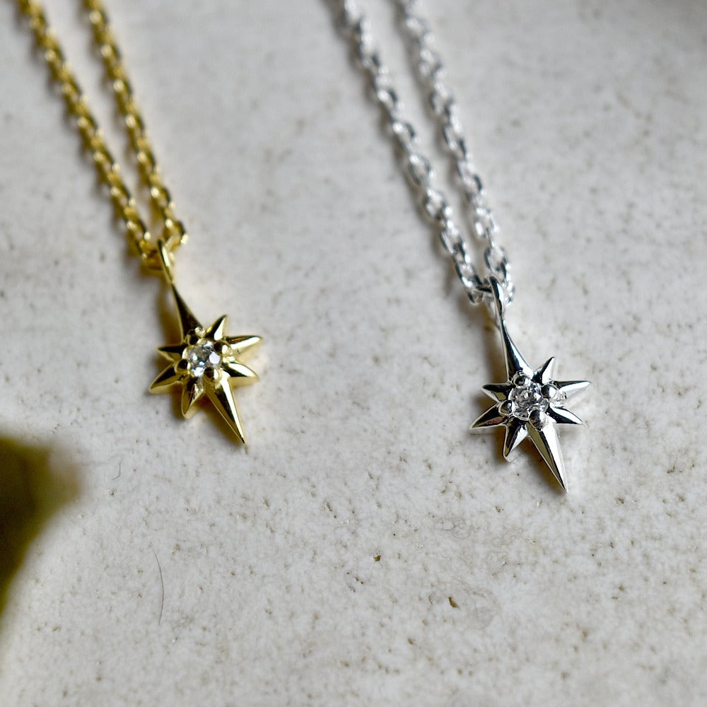 Tiny North Star Necklace with CZ - Magpie Jewellery