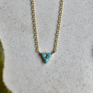 Three-Stone Turquoise Triangle Necklace - Magpie Jewellery