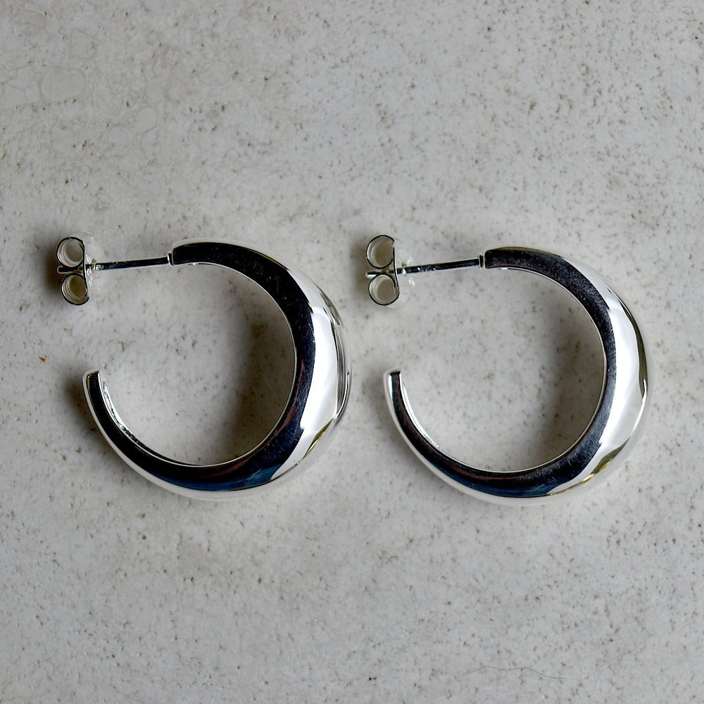 Rounded Tapered Hoop Stud - Magpie Jewellery