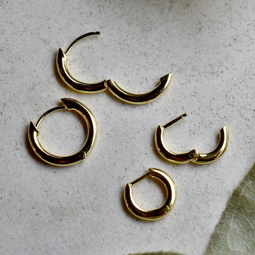 Plain Gold Vermeil Huggie Hoops - Magpie Jewellery