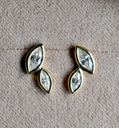 Double White Topaz Bezel Studs - Magpie Jewellery