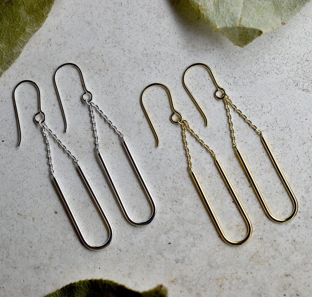 Arc Chain Drop Earrings - Magpie Jewellery
