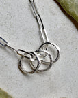 Three Rings on a Paperclip Chain Necklace - Magpie Jewellery