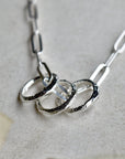 Three Rings on a Paperclip Chain Necklace - Magpie Jewellery