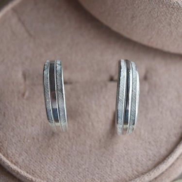 Delicate Patterned Hoop Studs - Magpie Jewellery