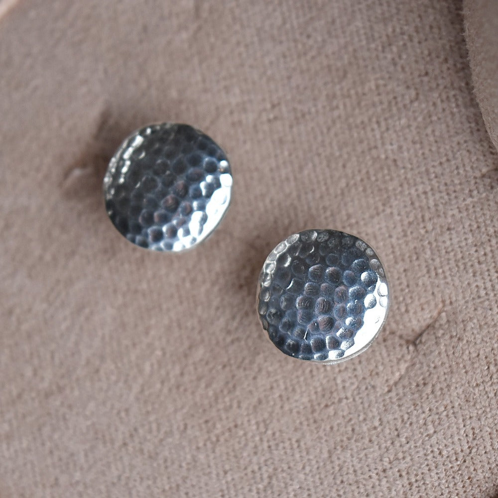 Lightly Hammered Stud Earrings - Magpie Jewellery
