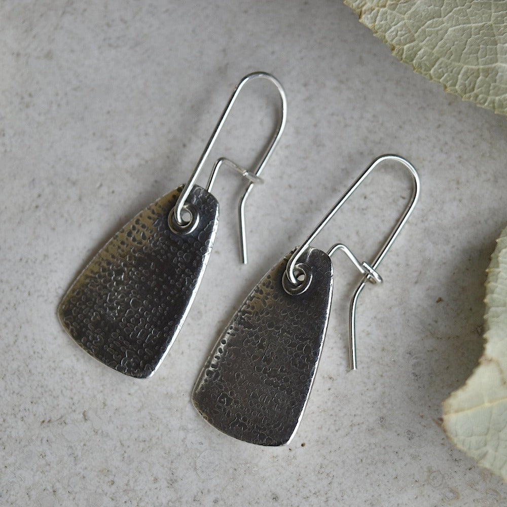 'Linen' Pattern Shield Drop Earrings - Magpie Jewellery