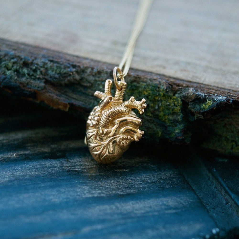 Mini Gold Vermeil Anatomical Heart - Magpie Jewellery