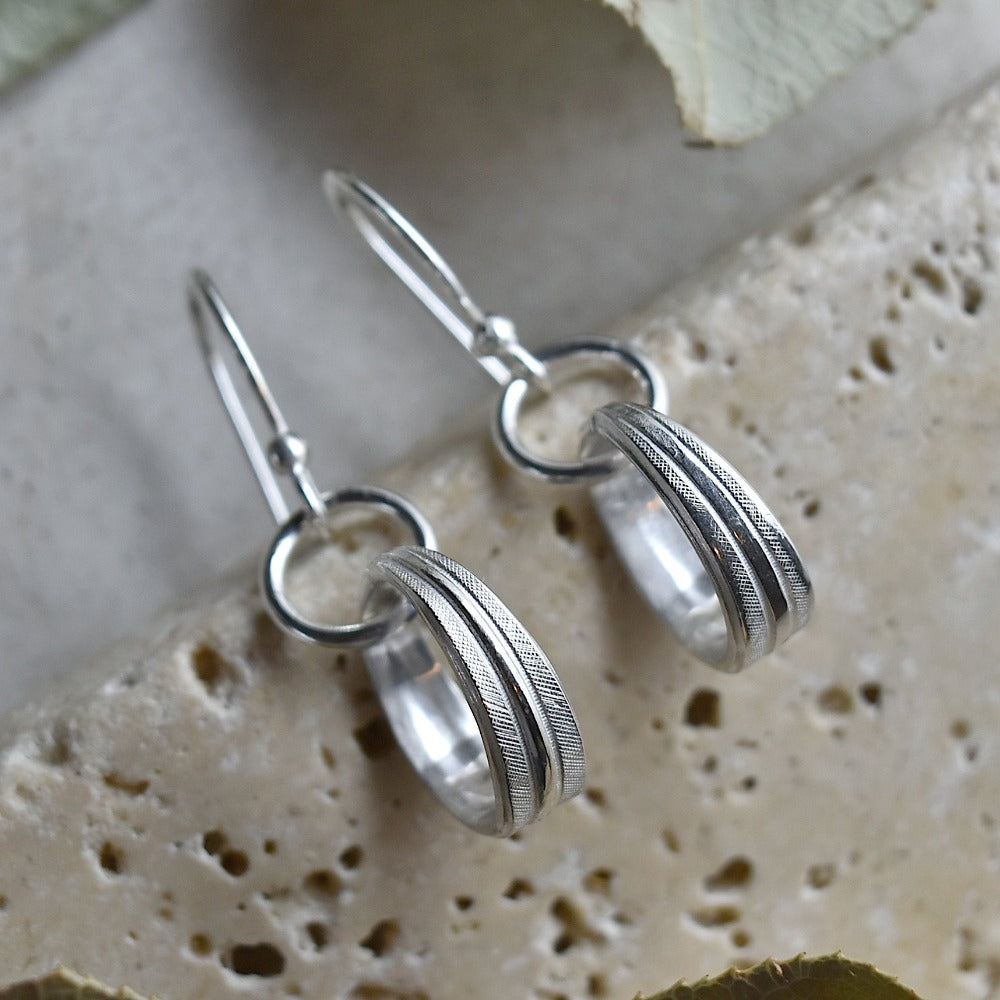 Delicate Patterned Hanging Hoop Earrings - Magpie Jewellery