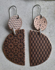 Circle & Semi-Circle Copper Drop Earrings - Magpie Jewellery