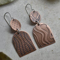 Shield & Circle Copper Drop Earrings - Magpie Jewellery