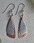 'Cobblestone' Silver & Copper Double Drop Earrings - Magpie Jewellery