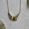 14ky Petite Crescent Moon Necklace with Green Sapphire - Magpie Jewellery