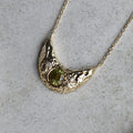 14ky Petite Crescent Moon Necklace with Green Sapphire - Magpie Jewellery