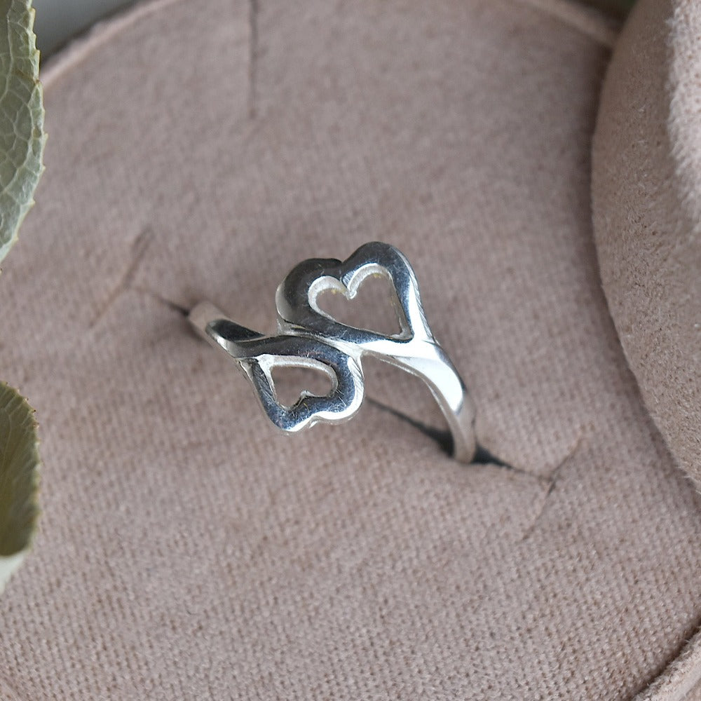 Double Heart Ring - Magpie Jewellery