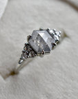 Hexagonal Salt & Pepper Diamond Ring with Clustered Accents - Magpie Jewellery